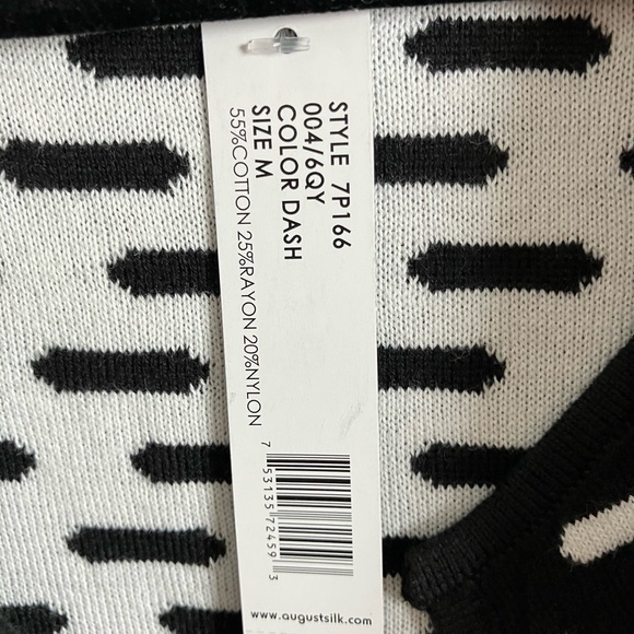 August Silk Black and White Patterned Sweater Coat - Picture 2 of 4